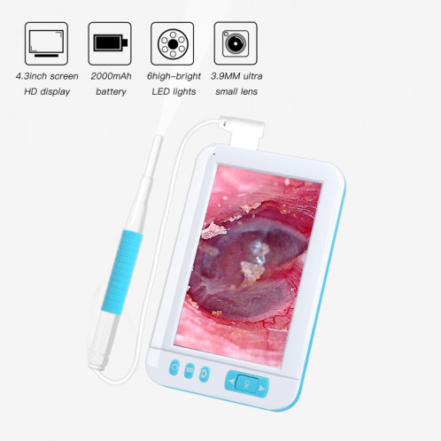 C01 Écran d'affichage HD1080P de 4,3 pouces Endoscope visuel avec 6 LED, diamètre : 3,9 mm SH01701931-012